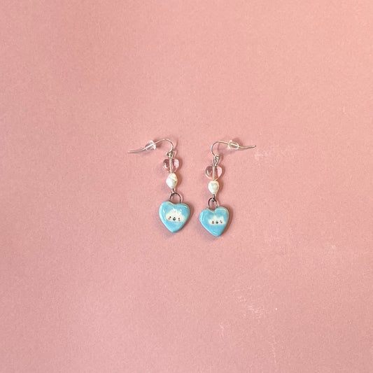 Sky Blue Heart Earrings