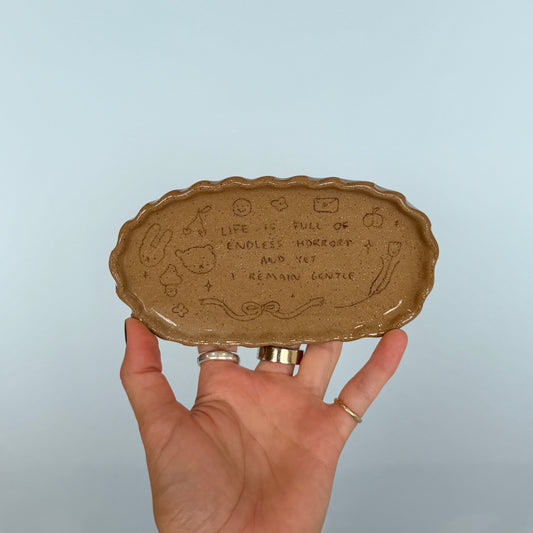 "Yet I am Gentle" Brown Speckle Trinket Tray
