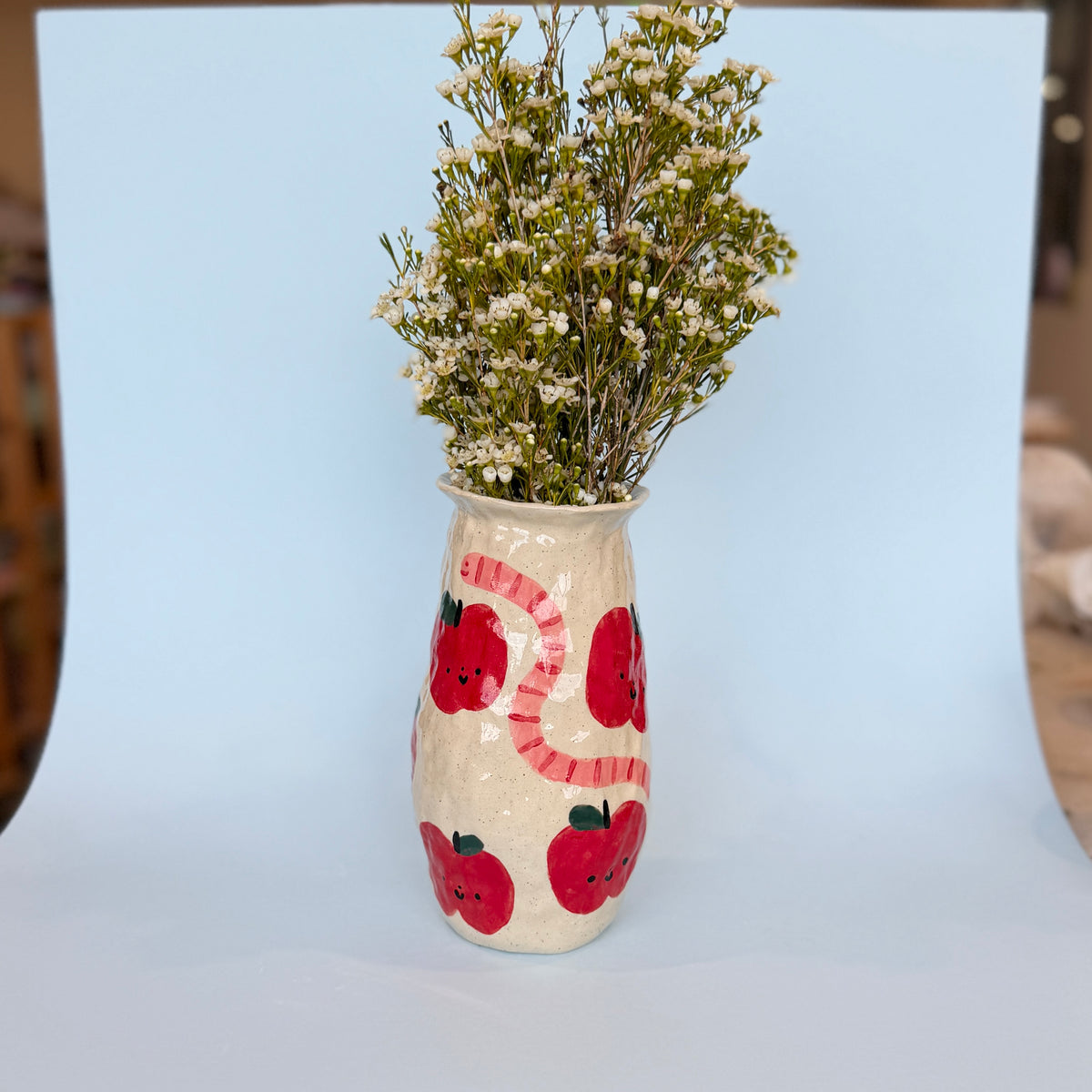 Apples and Worms Large Vase