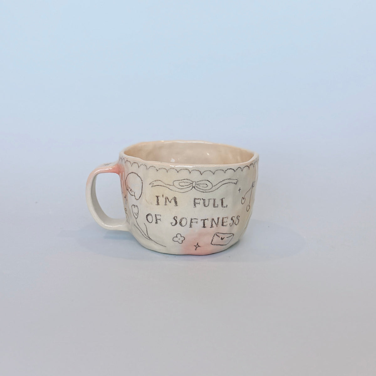 "I'm Full of Softness" Bubblegum Scribble Mug (SECONDS)