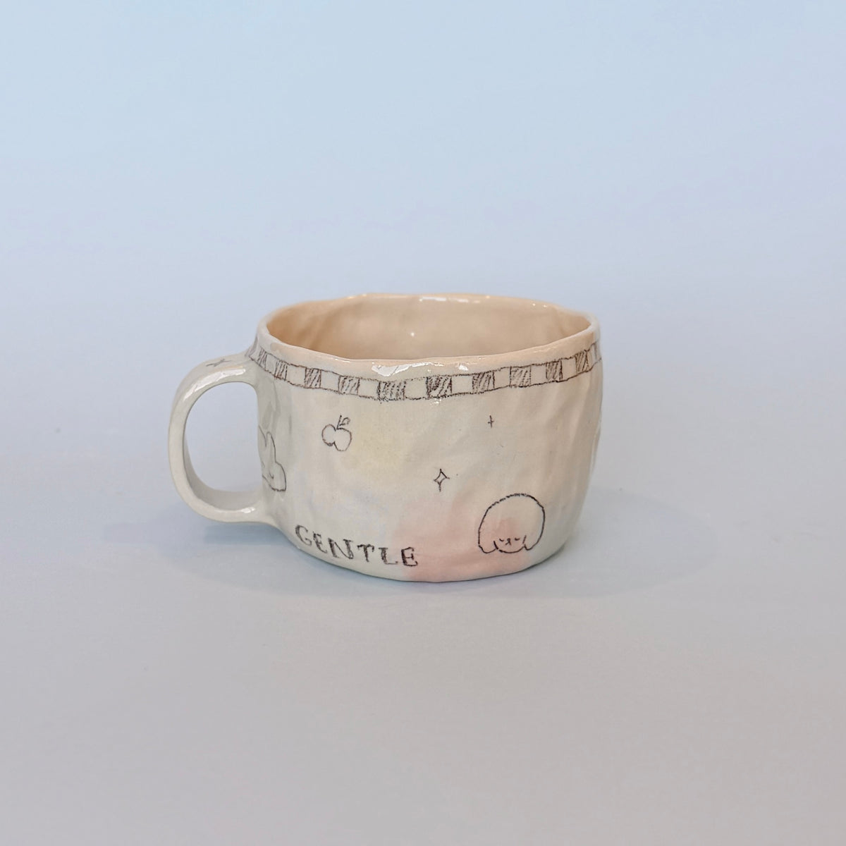"Gentle" Bubblegum Checkerboard Scribble Mug