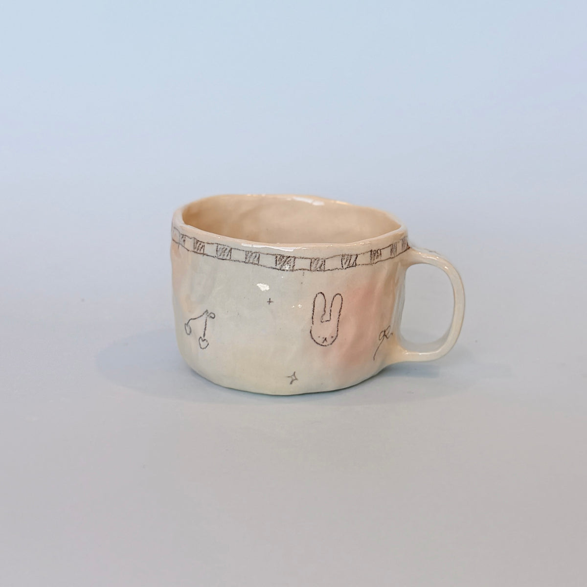 "Gentle" Bubblegum Checkerboard Scribble Mug