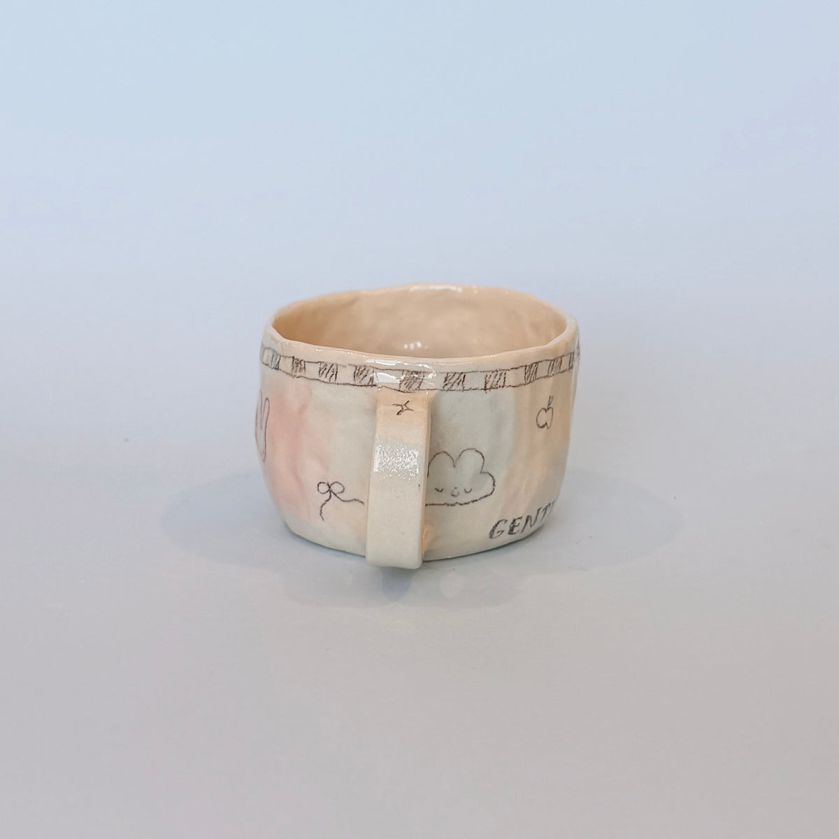 "Gentle" Bubblegum Checkerboard Scribble Mug