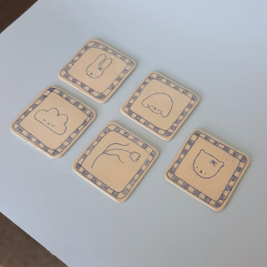 Checkerboard Scribble Coasters