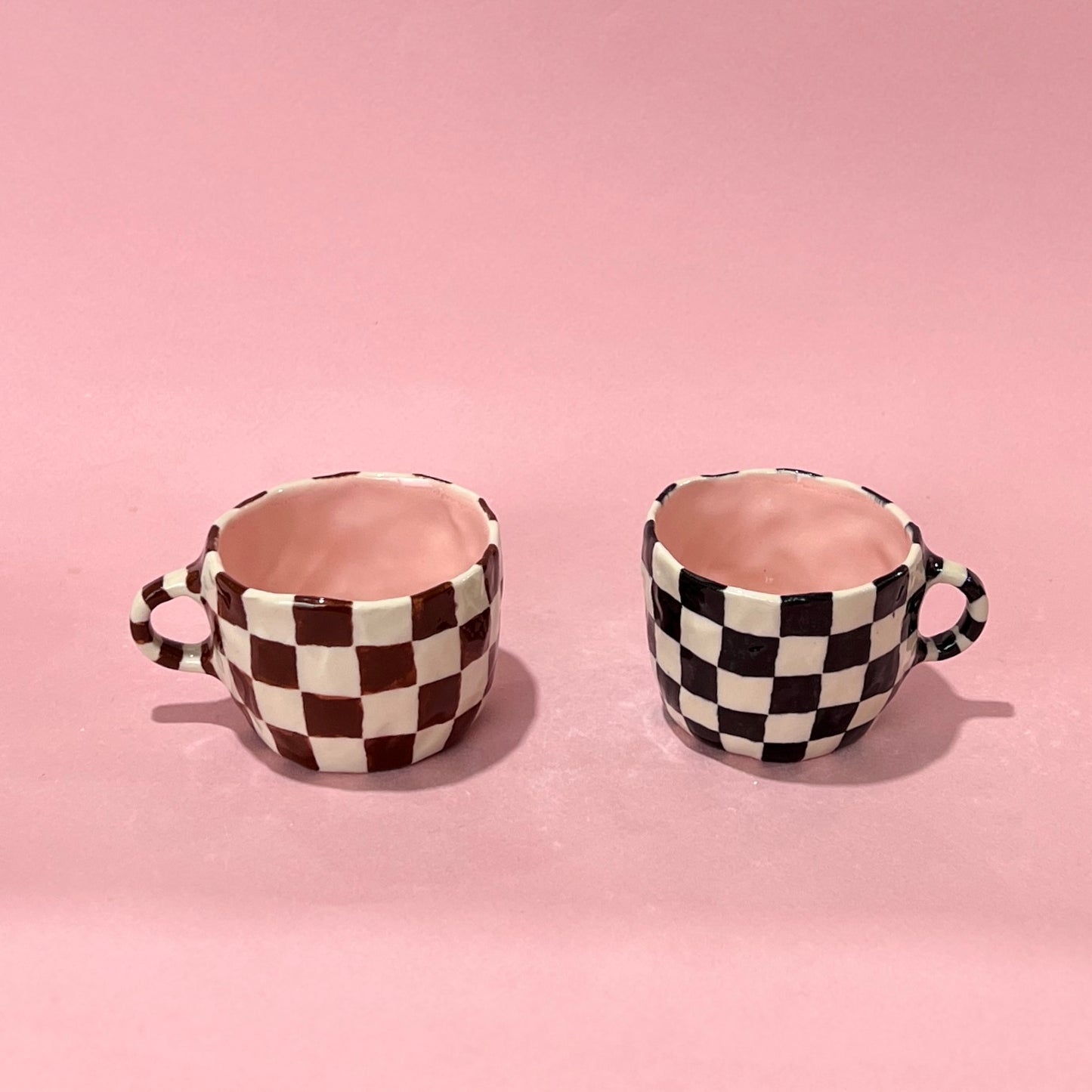 Black and Brown Checker Mugs