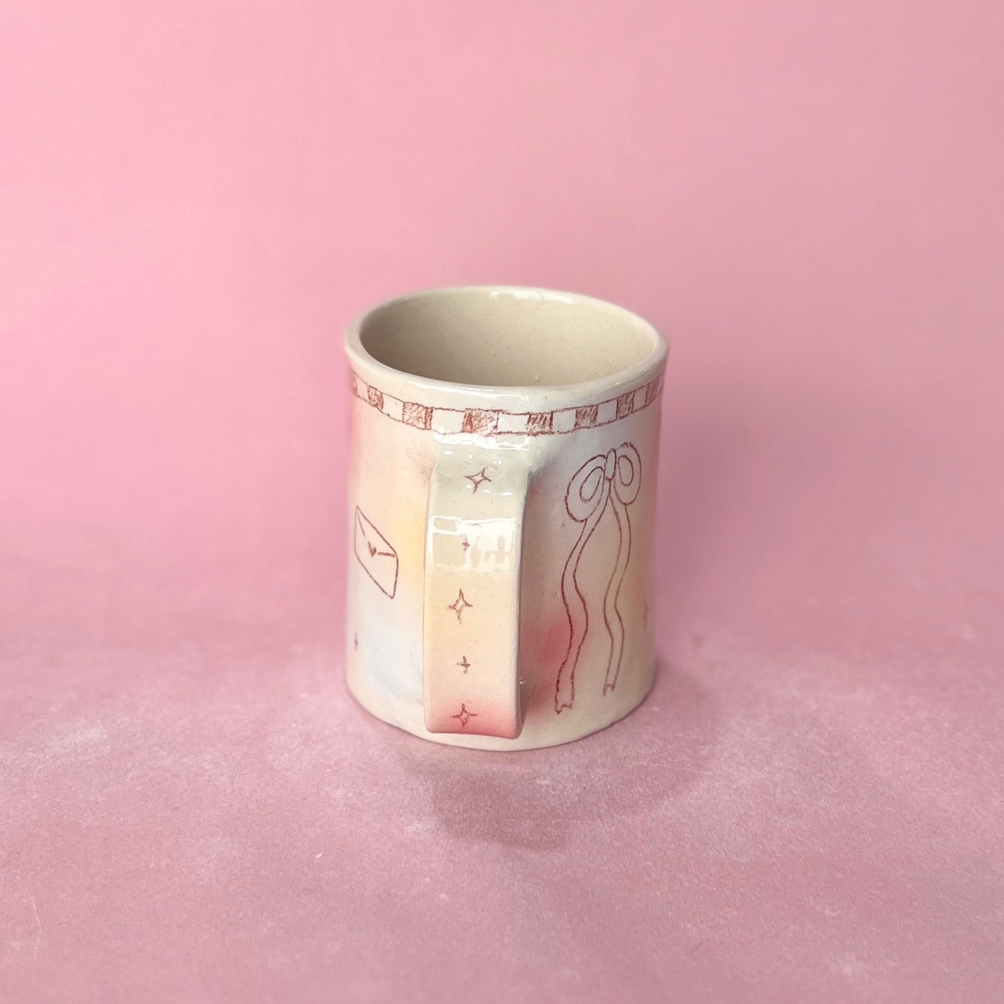 Checkerboard Bubblegum Scribble Medium Mug