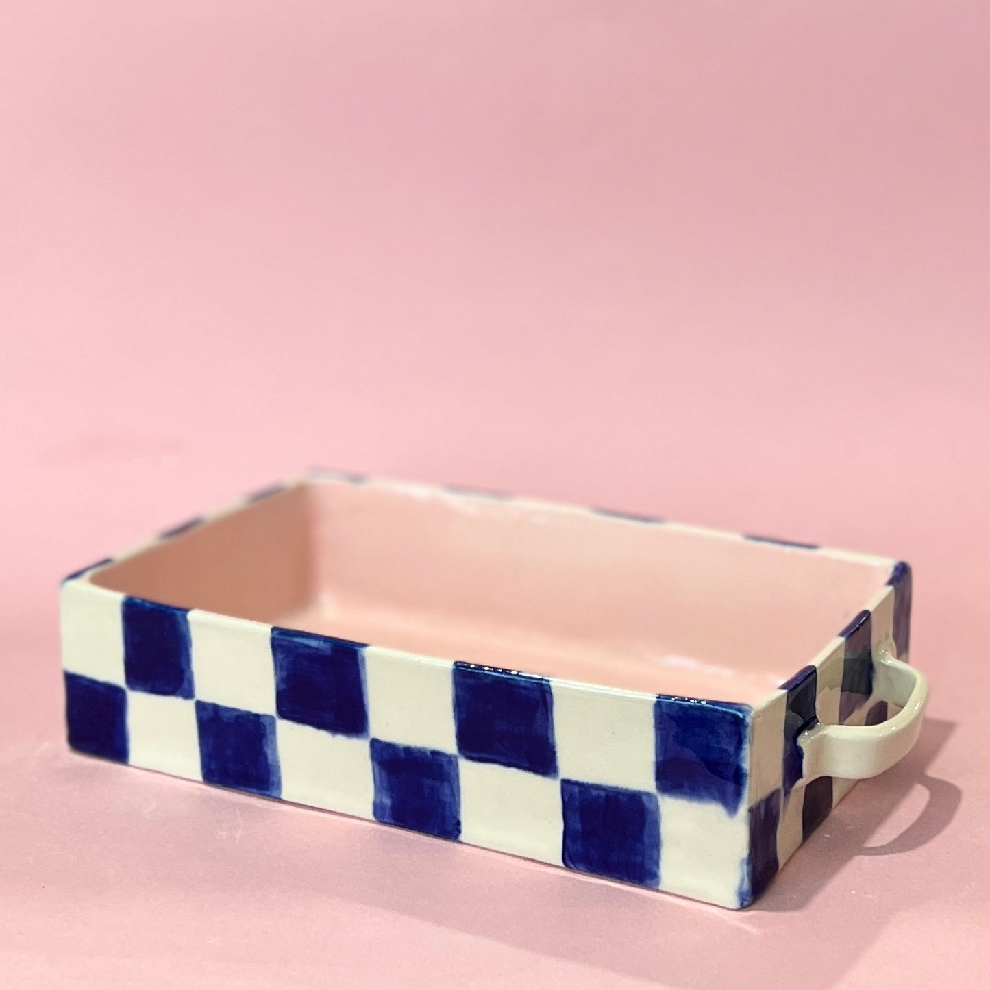 Navy Checkerboard Oven Dish