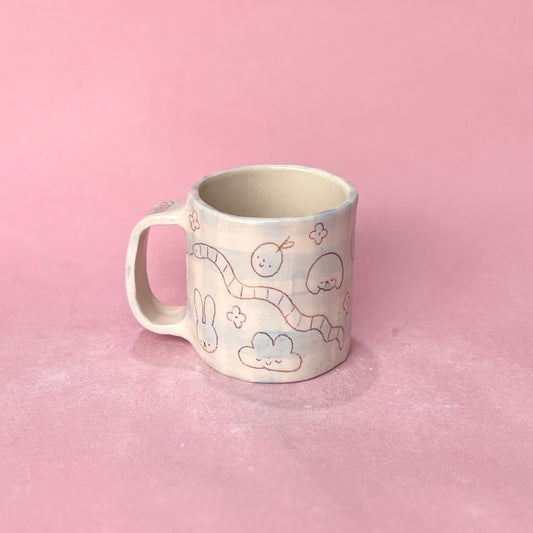 Baby Blue Gingham Scribble Mug