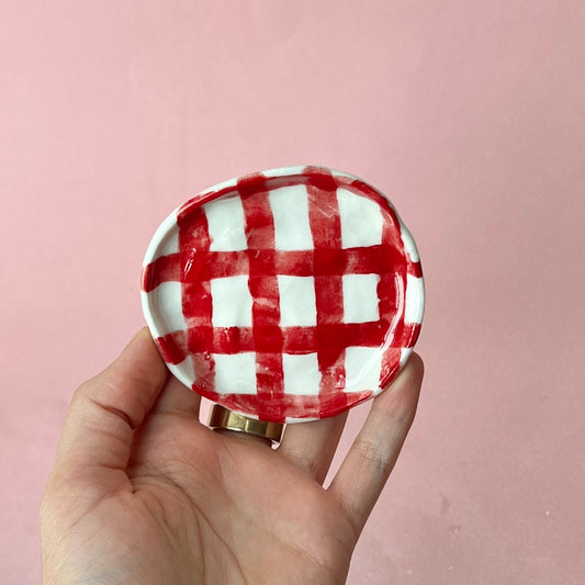 Red Gingham Trinket Dish