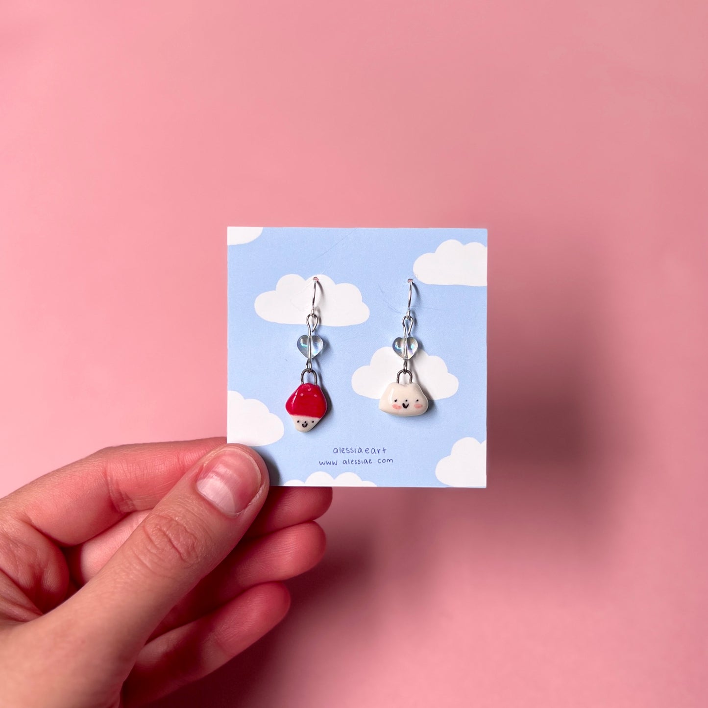 Tiny Mushroom and Cloud Earrings