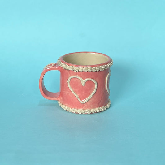 Pink Heart Royal Icing Mug