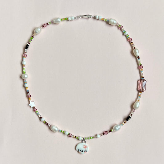 Pink and Brown Puppy Necklace