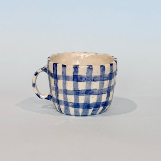 Navy Gingham Mug