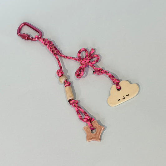 Cloud and Star Pink Keychain
