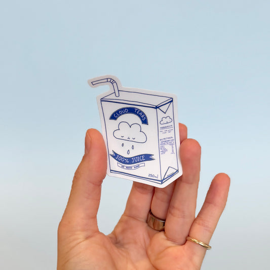 Cloudy Tears Juice Box Sticker