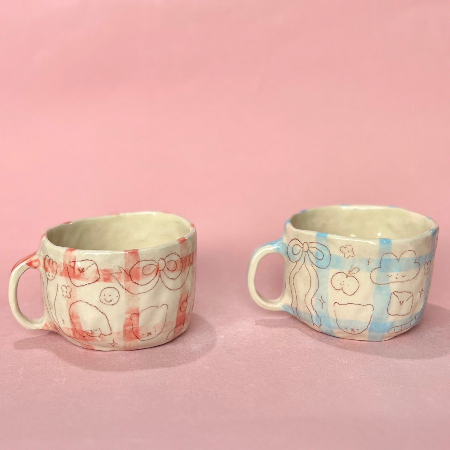 Gingham Scribble Mugs