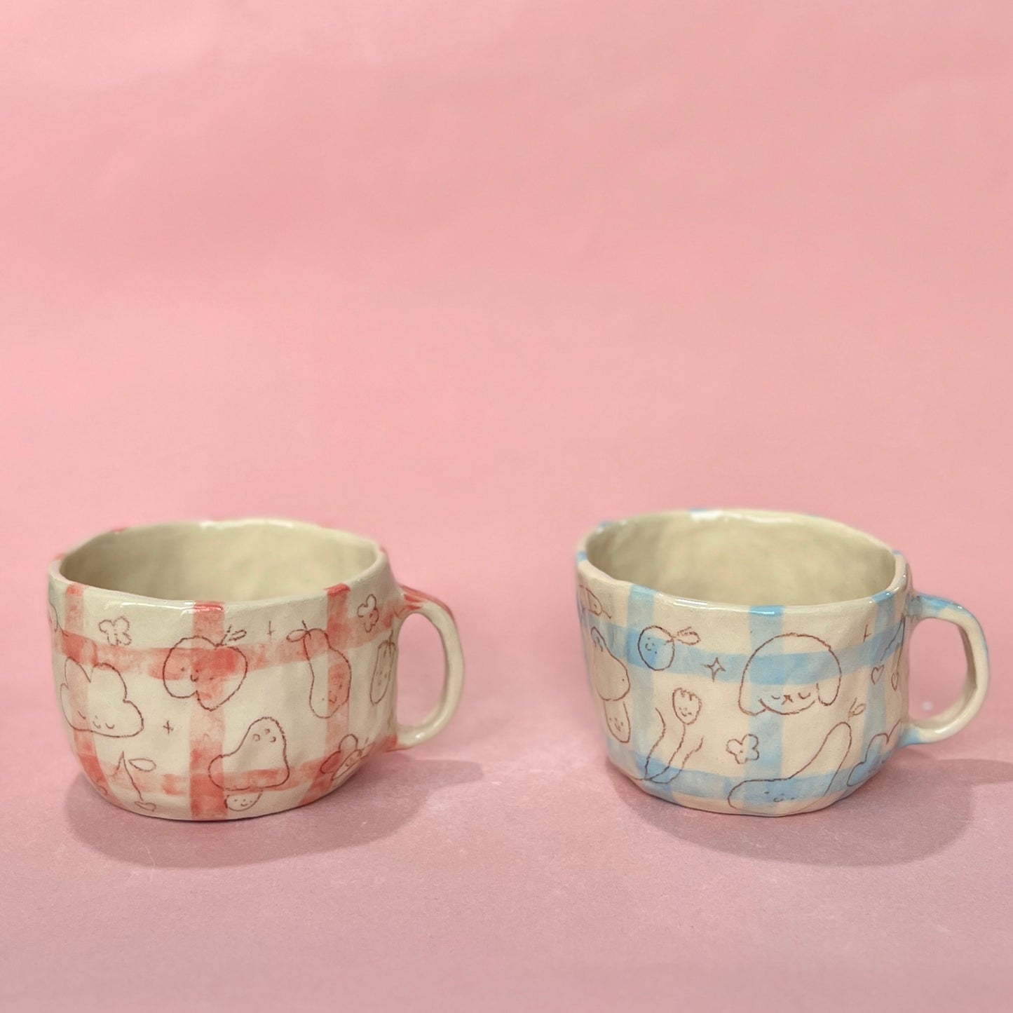 Gingham Scribble Mugs