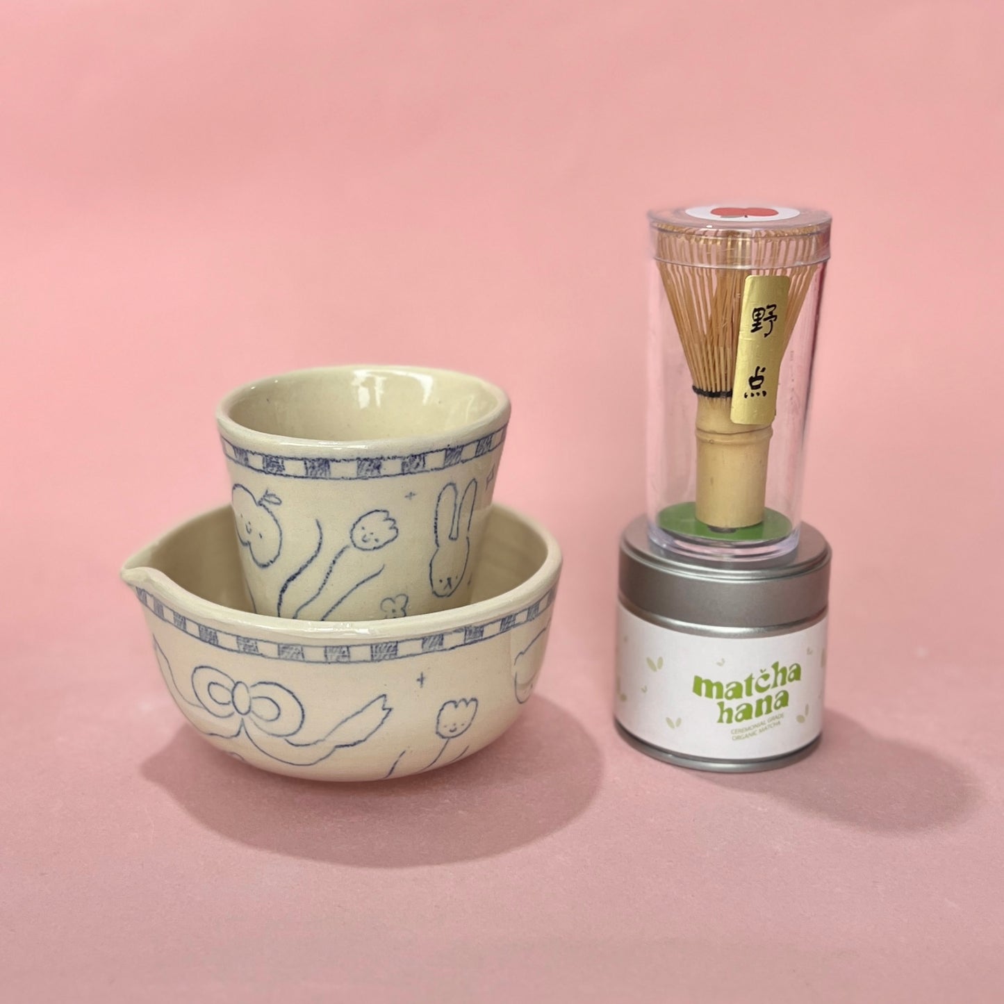 Checkerboard Scribble Matcha Set