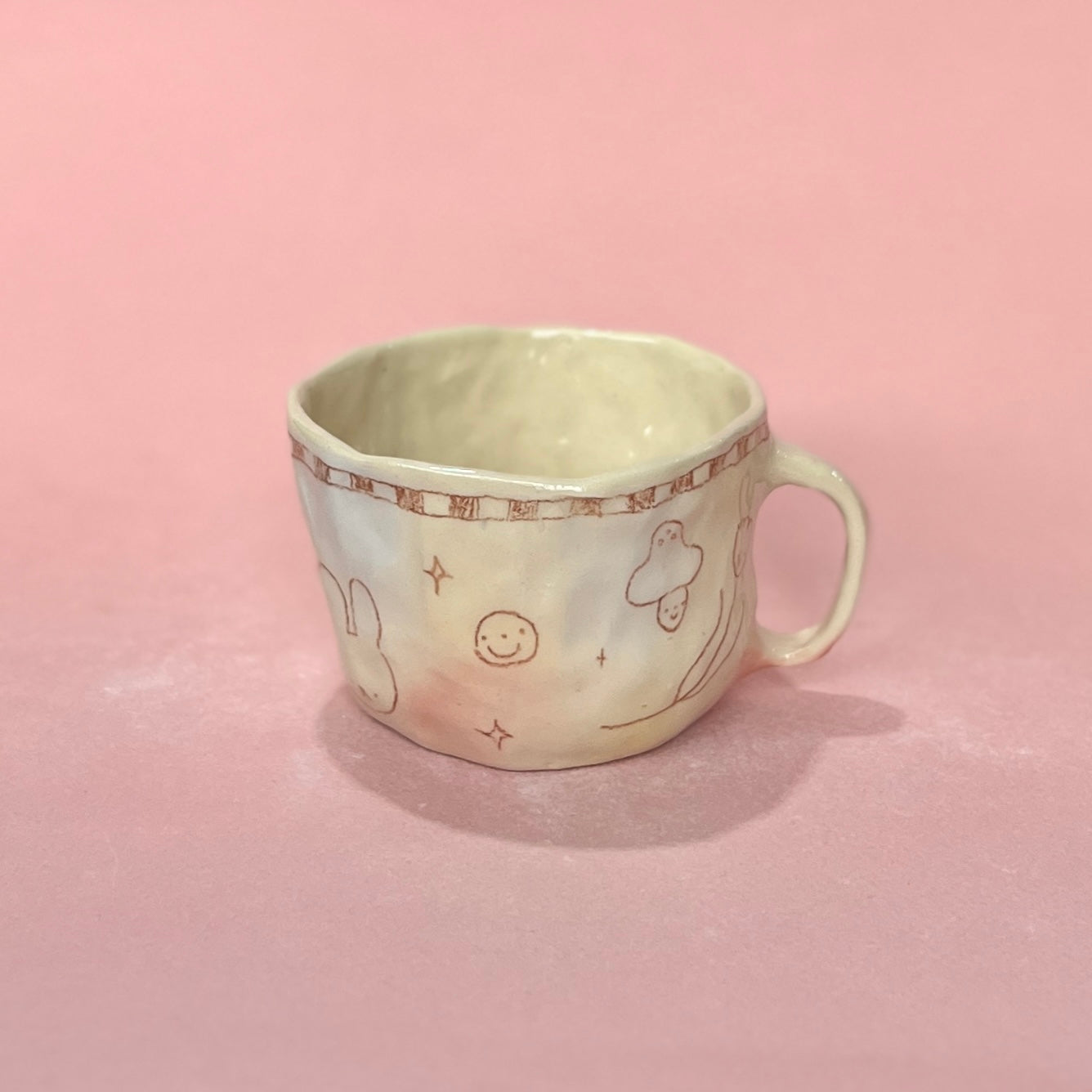 Checkerboard Bubblegum Scribble Mug 1