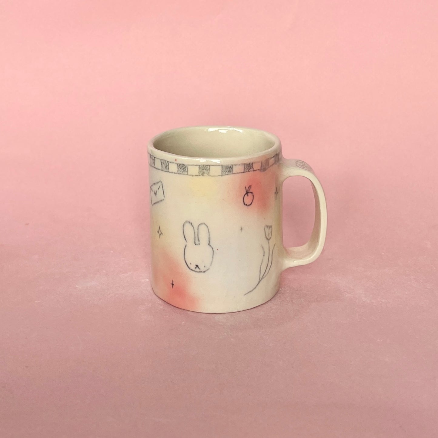 Bubblegum Checkerboard Scribble Medium Mug