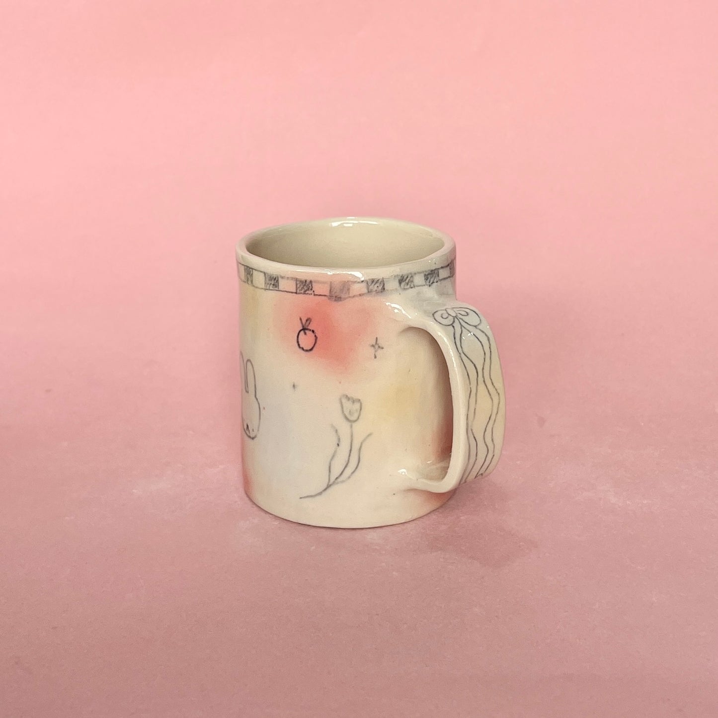 Bubblegum Checkerboard Scribble Medium Mug