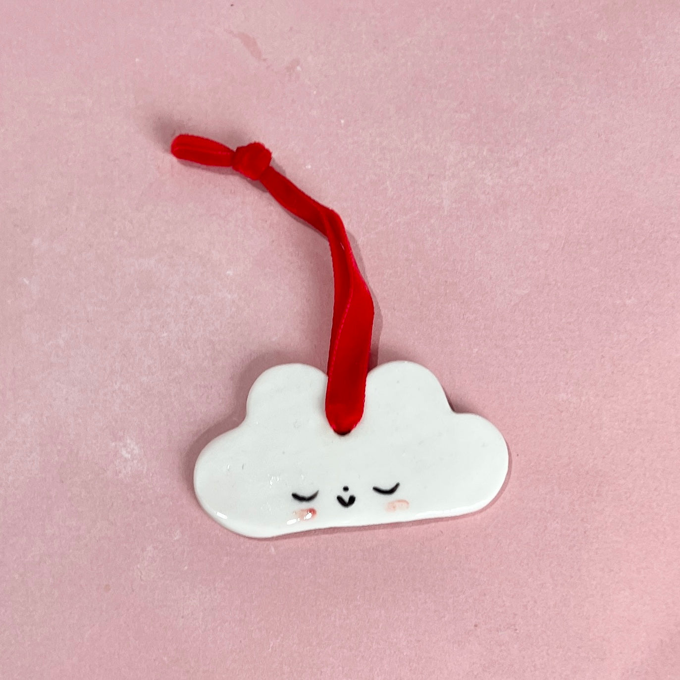 Cloud Ornament Red Ribbon