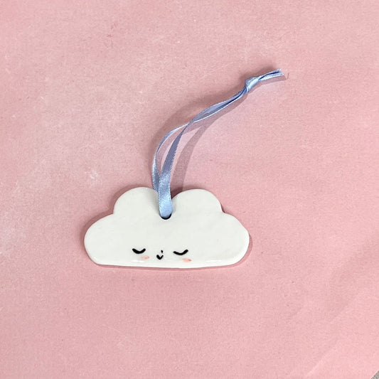 Cloud Ornament Blue Ribbon