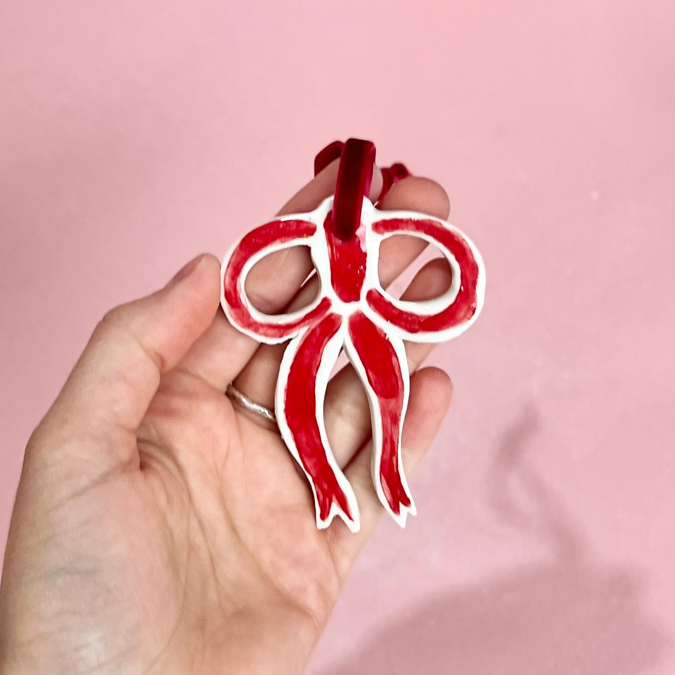 Long Red Ribbon Ornament