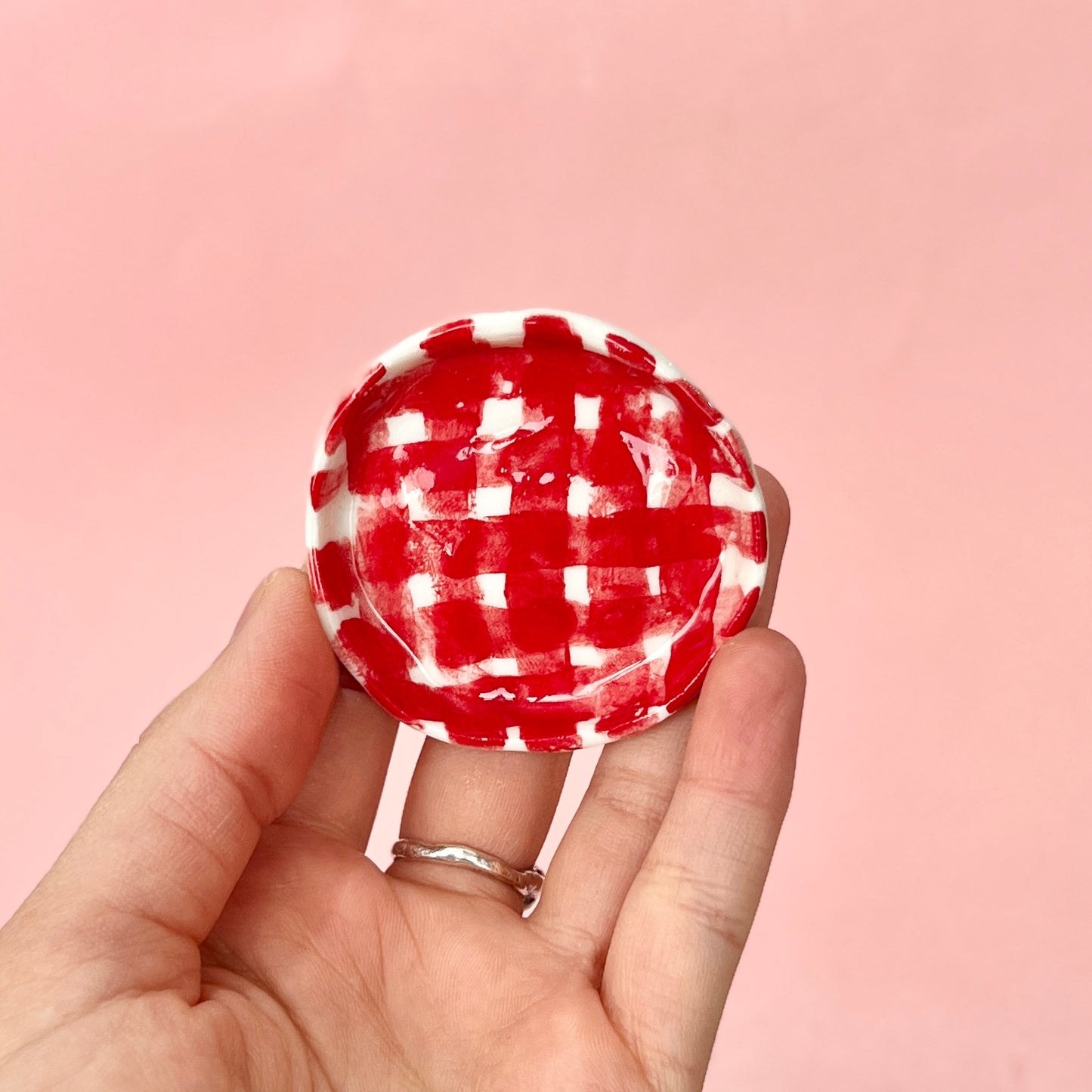 Small Red Gingham Trinket Dish