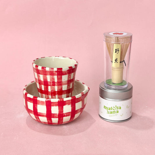 Red Gingham Matcha Set