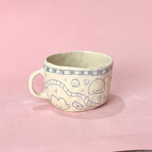 Checkerboard Scribble Pinch Mug