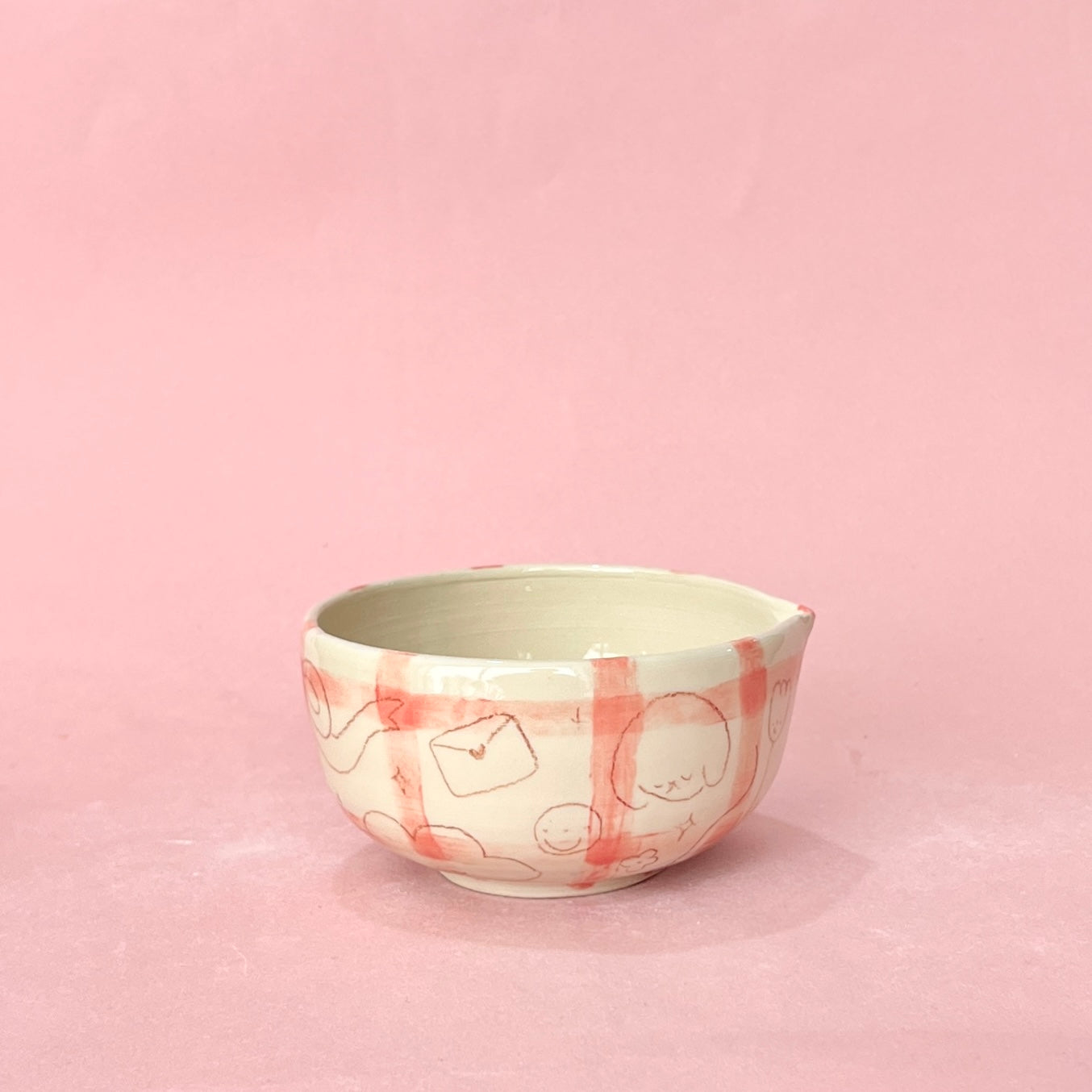 Pink Gingham with Scribbles Matcha Set