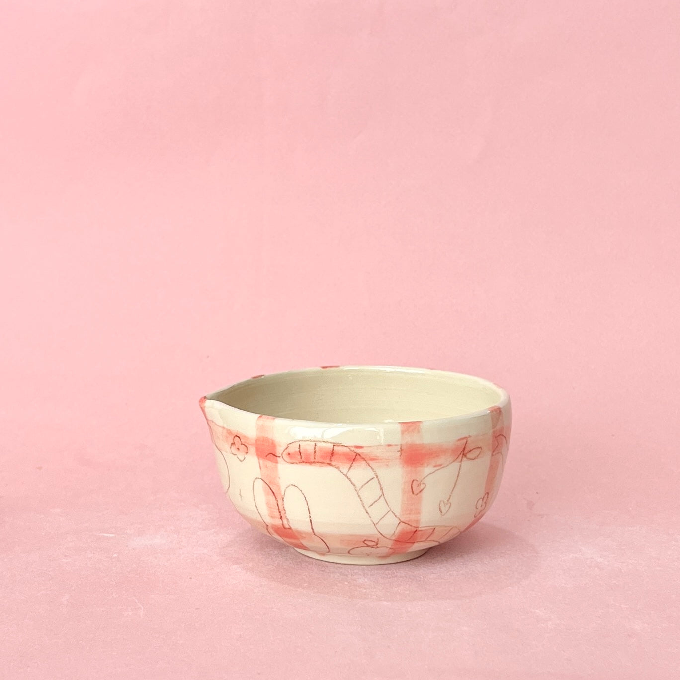 Pink Gingham with Scribbles Matcha Set