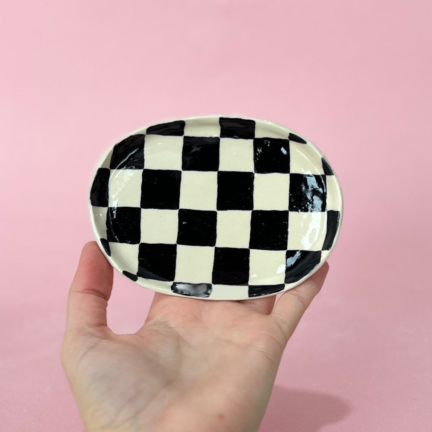 Black Checkerboard Trinket Tray