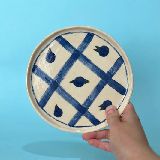 Blueberry Gingham Plate