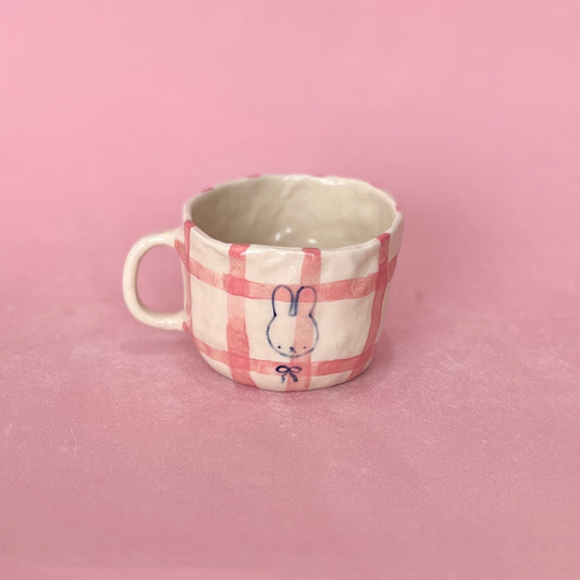 Pink Gingham Bunny Mug