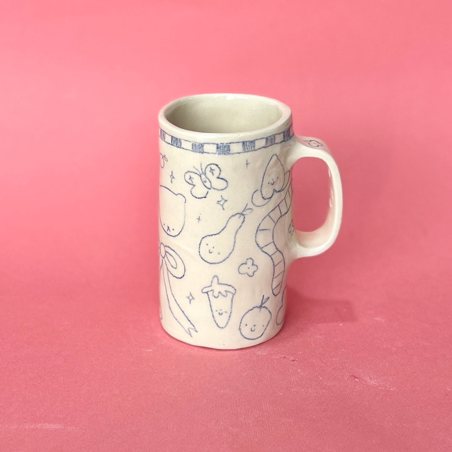 Checkerboard Scribble Tall Mug (SECONDS - not food safe)