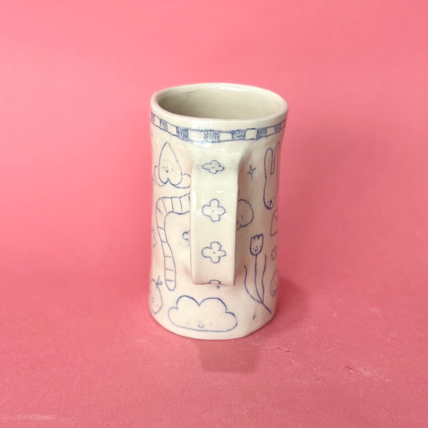 Checkerboard Scribble Tall Mug (SECONDS - not food safe)