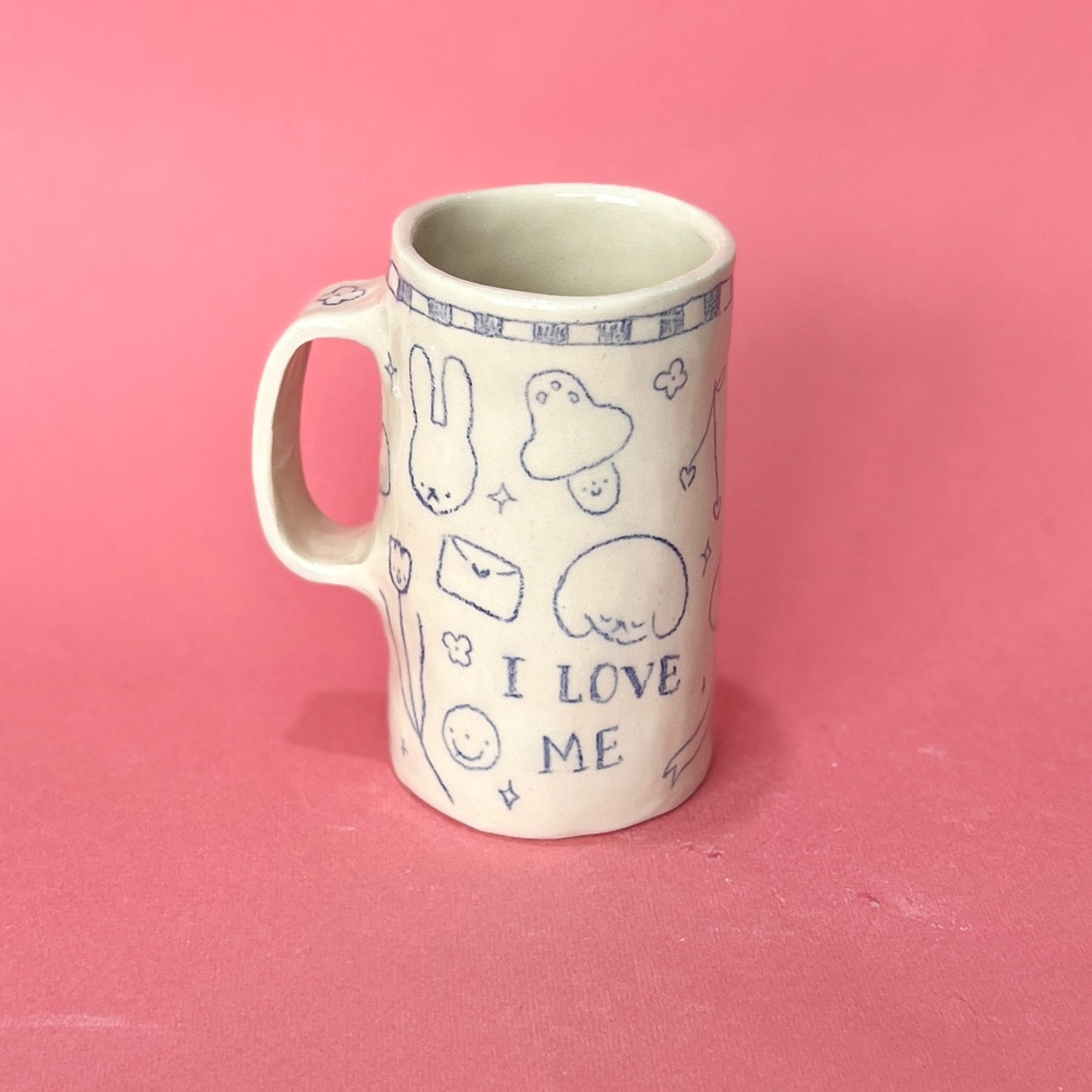 Checkerboard Scribble Tall Mug (SECONDS - not food safe)