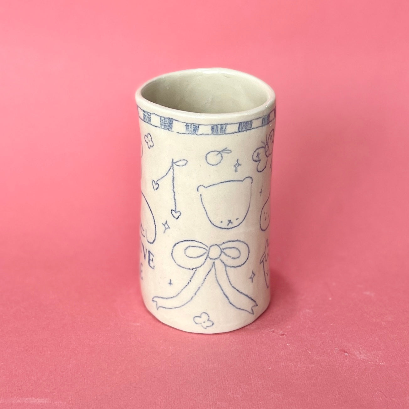 Checkerboard Scribble Tall Mug (SECONDS - not food safe)