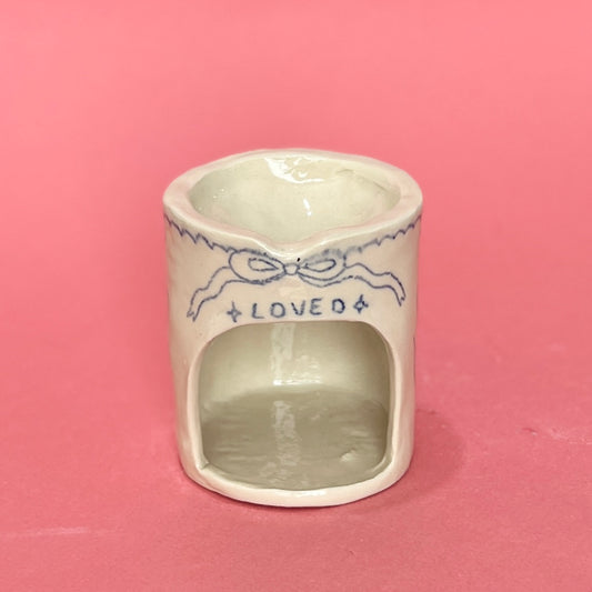 "Loved" Bow and Tulip Candle Holders (SAMPLES)