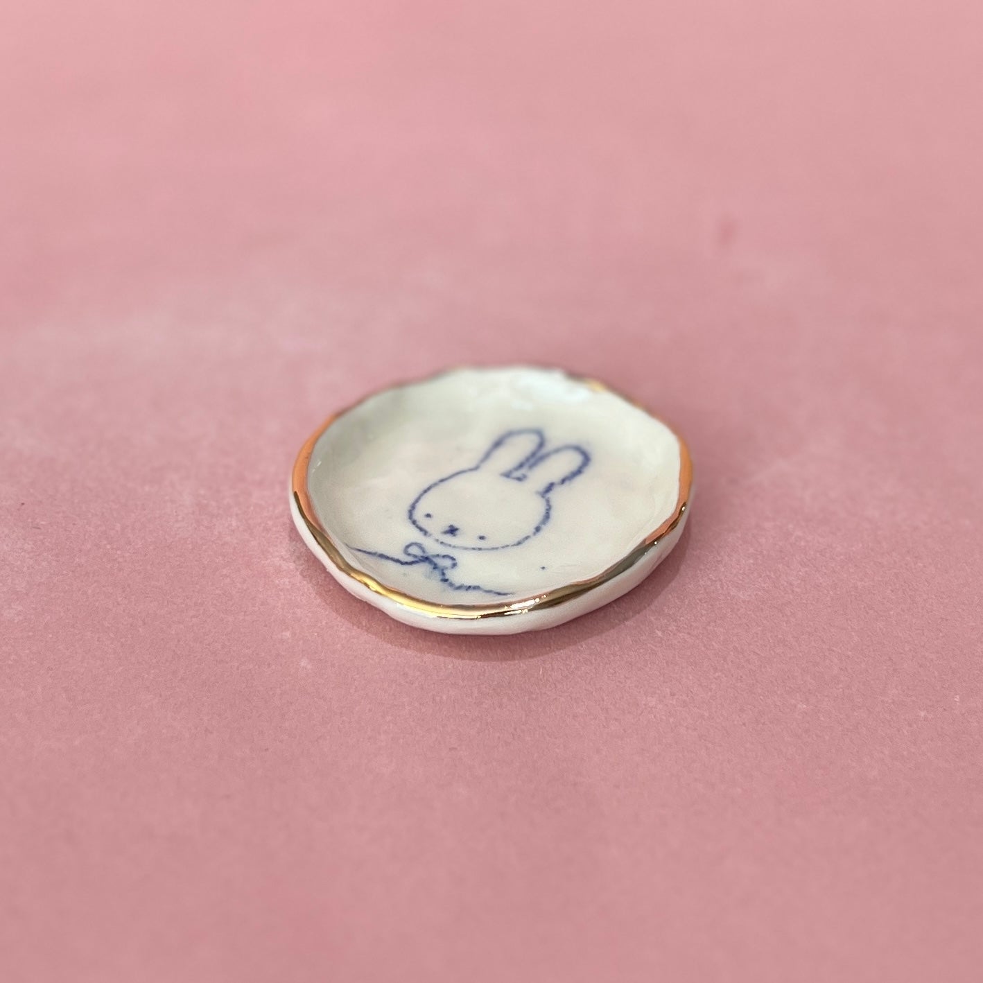 Bunny with Bow Trinket Dish with Gold