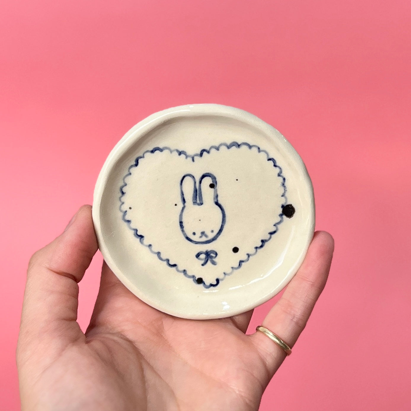 Romantic Bunny Trinket Dish (SECONDS)