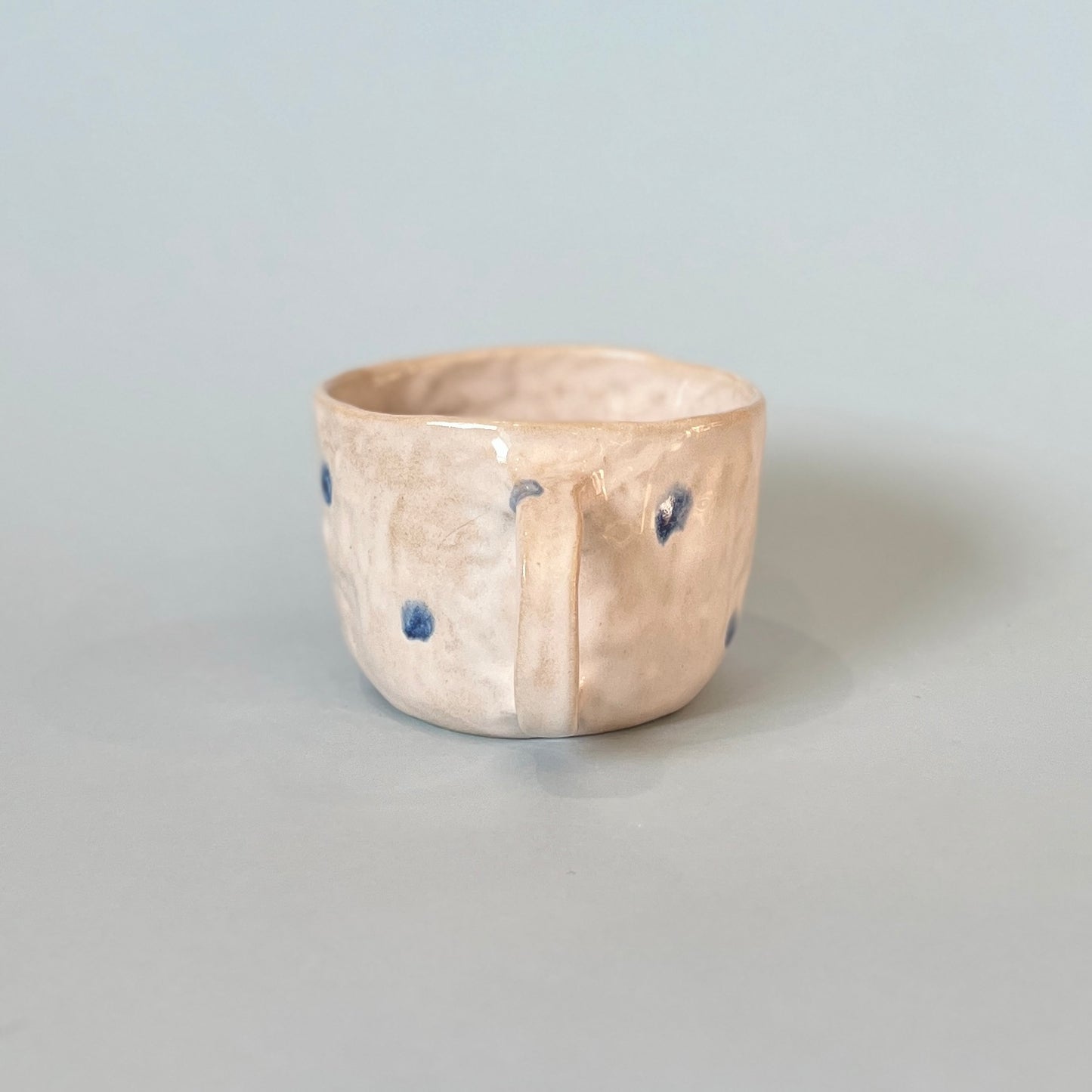 Pink and Navy Spotty Pinch Mug (SECONDS)