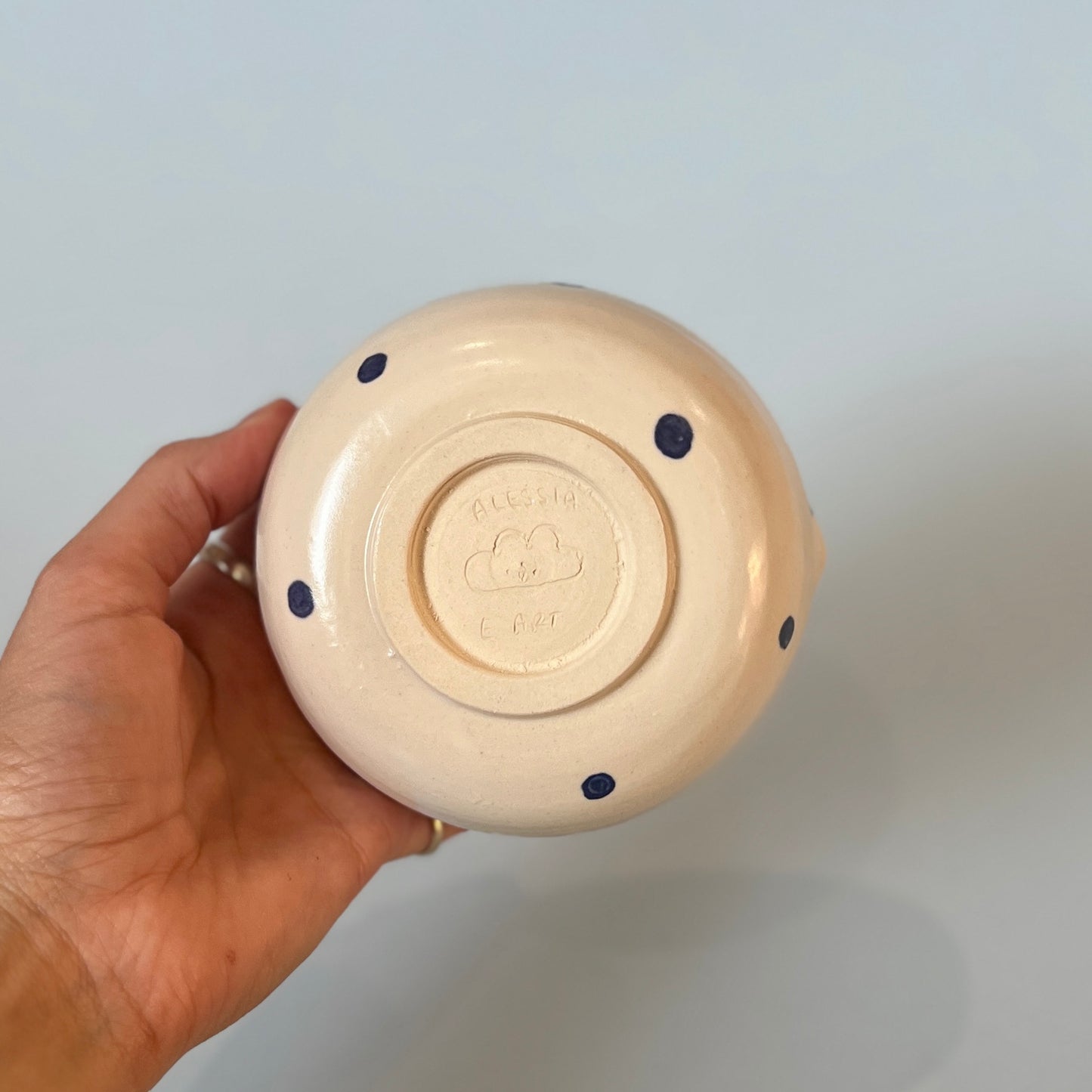 Navy Spot Small Matcha Bowl