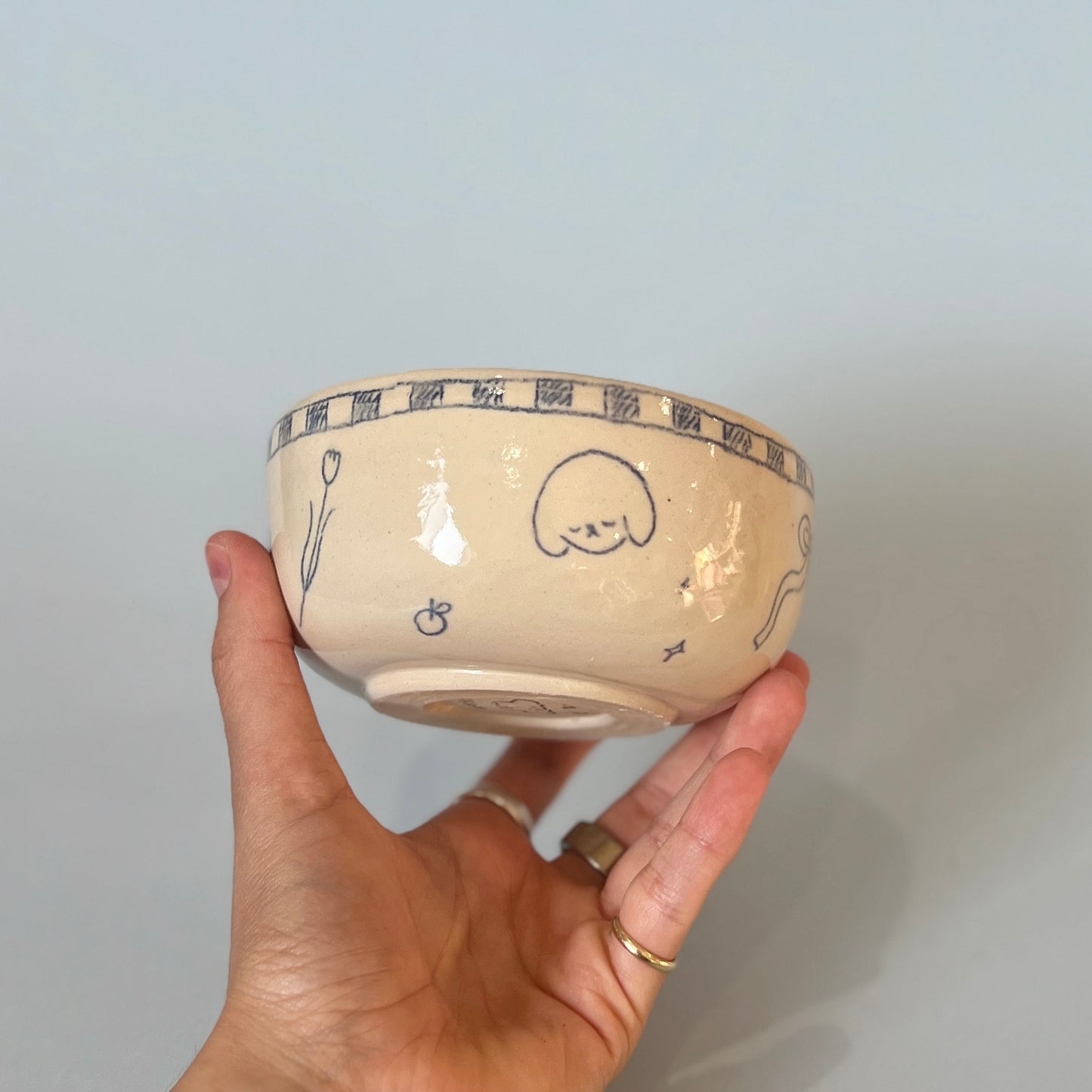 Checkerboard Scribble Matcha Bowl