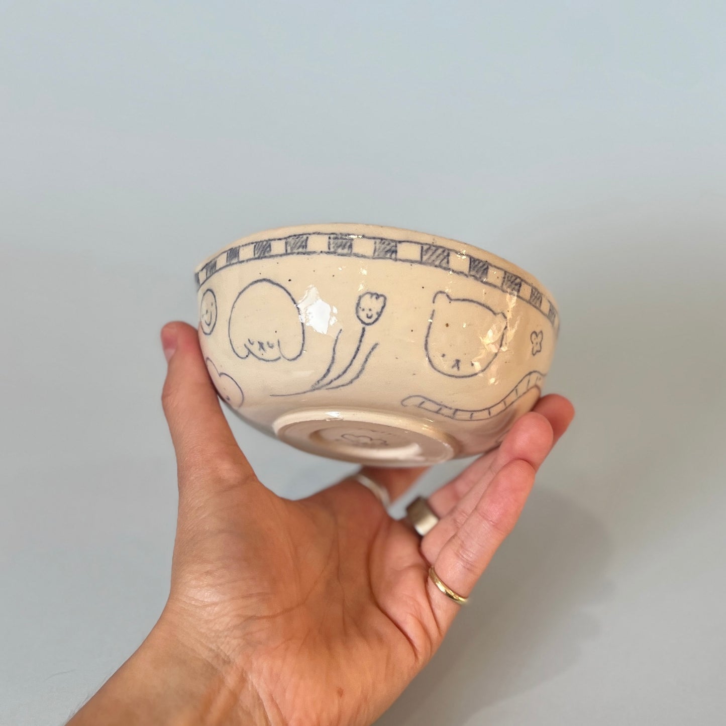 Checkerboard Scribble Matcha Bowl 2