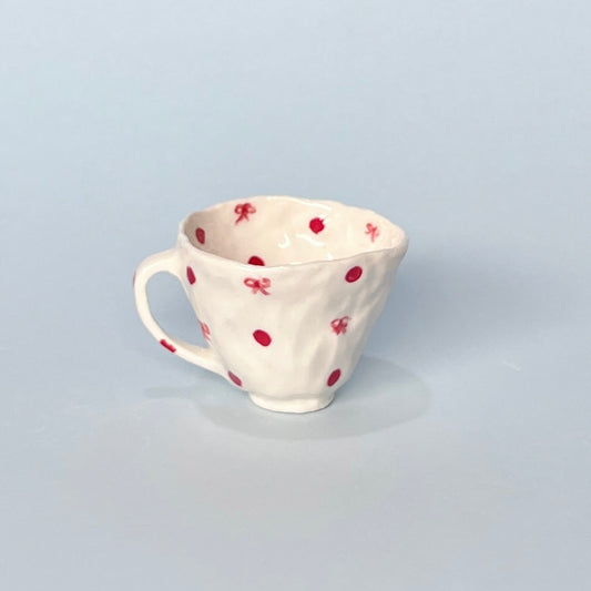 Red Spotty Ribbon Tea cup