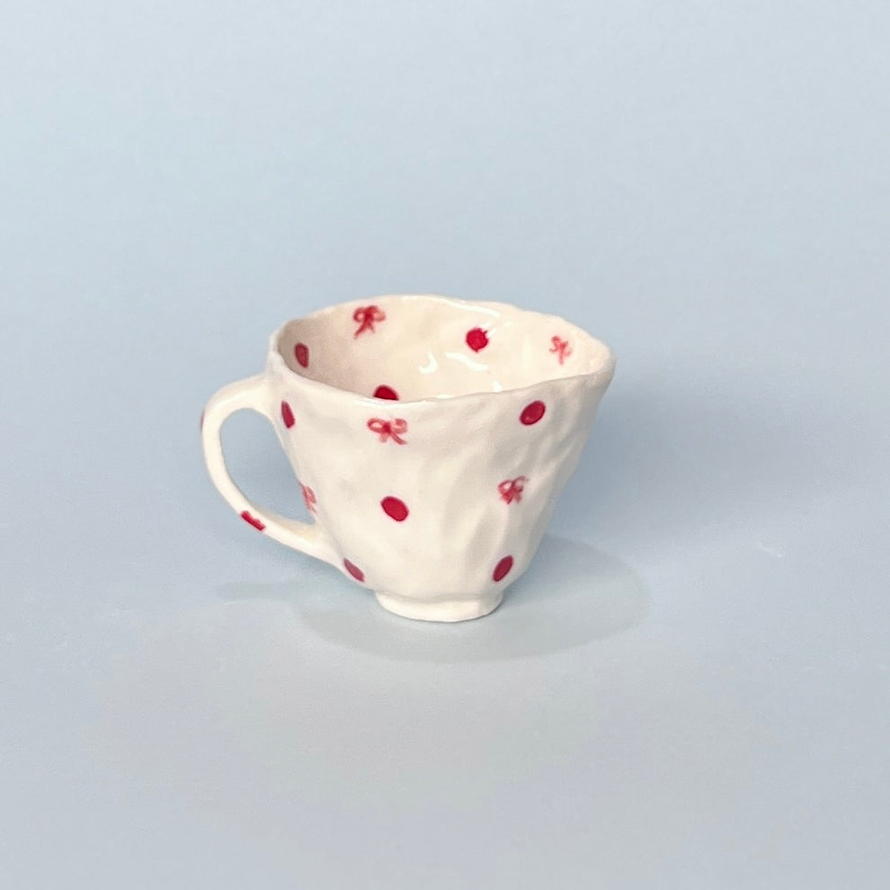 Red Spotty Ribbon Tea cup – Alessia E Art