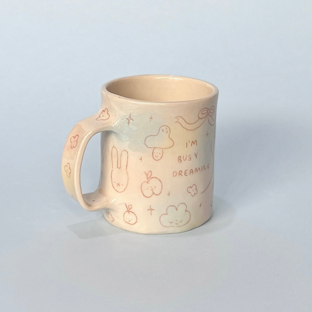 "I'm Busy Dreaming" Bubblegum Scribble Mug